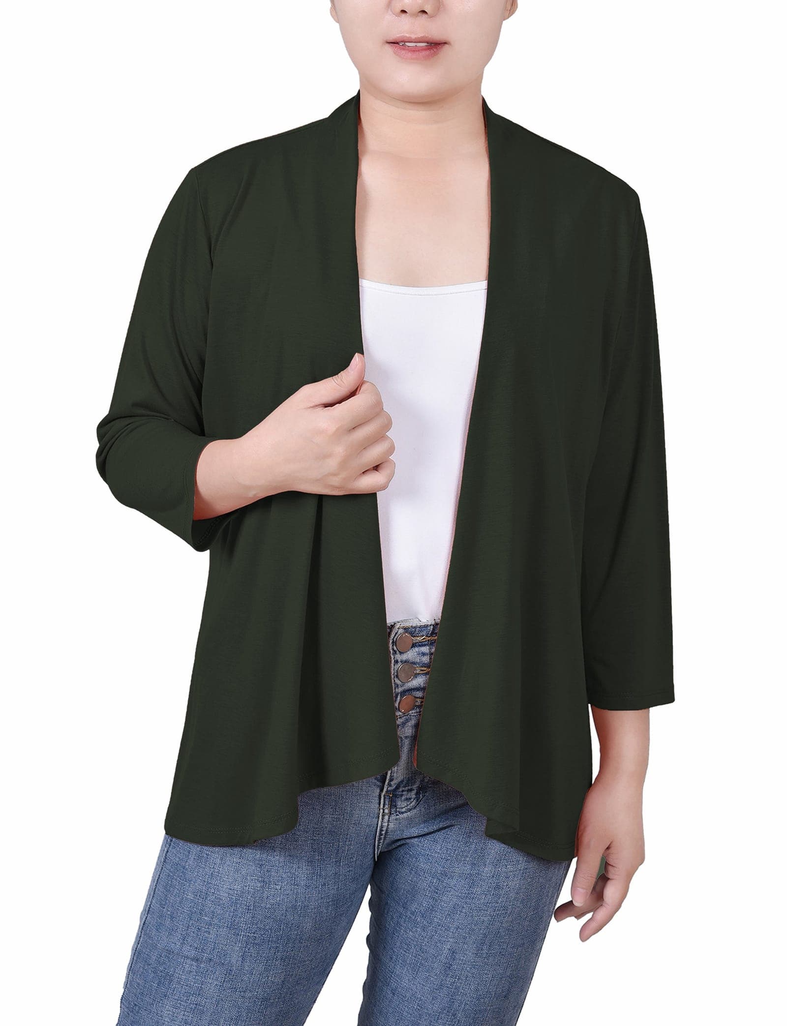 Solid 3/4 Sleeve Cardigan
