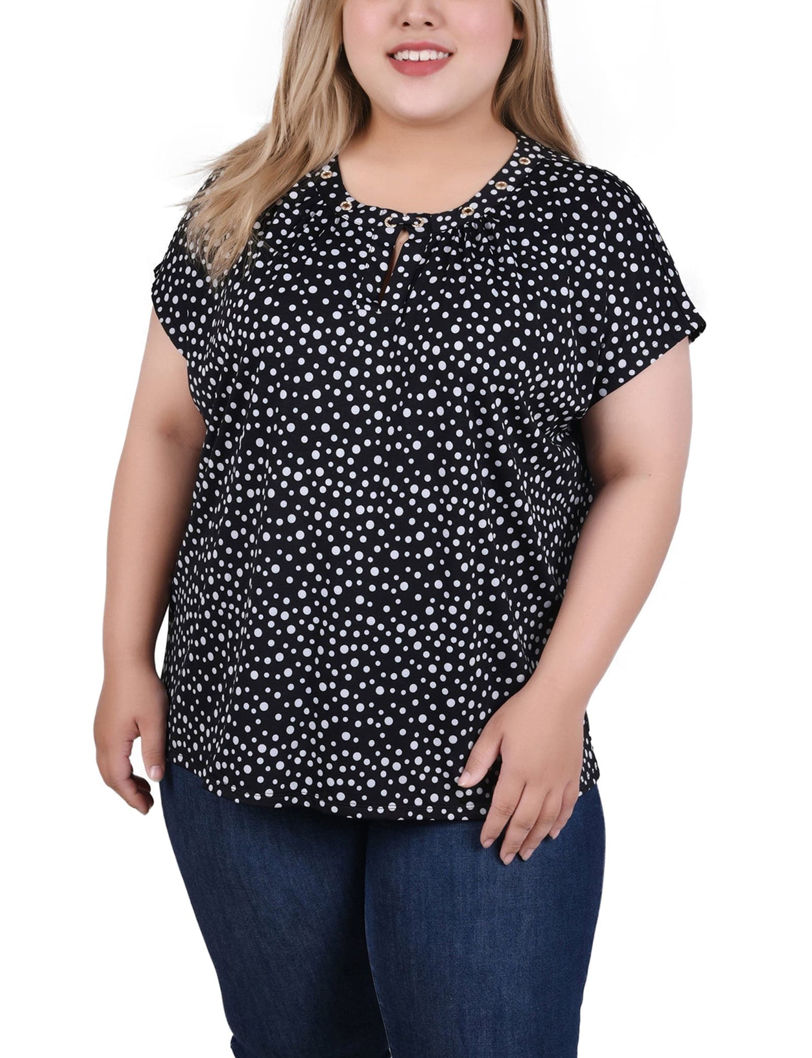 Plus Size Extended Sleeve Top with Grommets