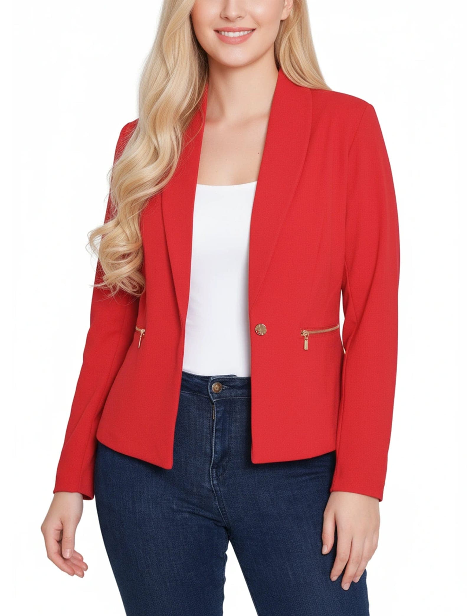 Petite Cropped Long Sleeve Crepe Jacket
