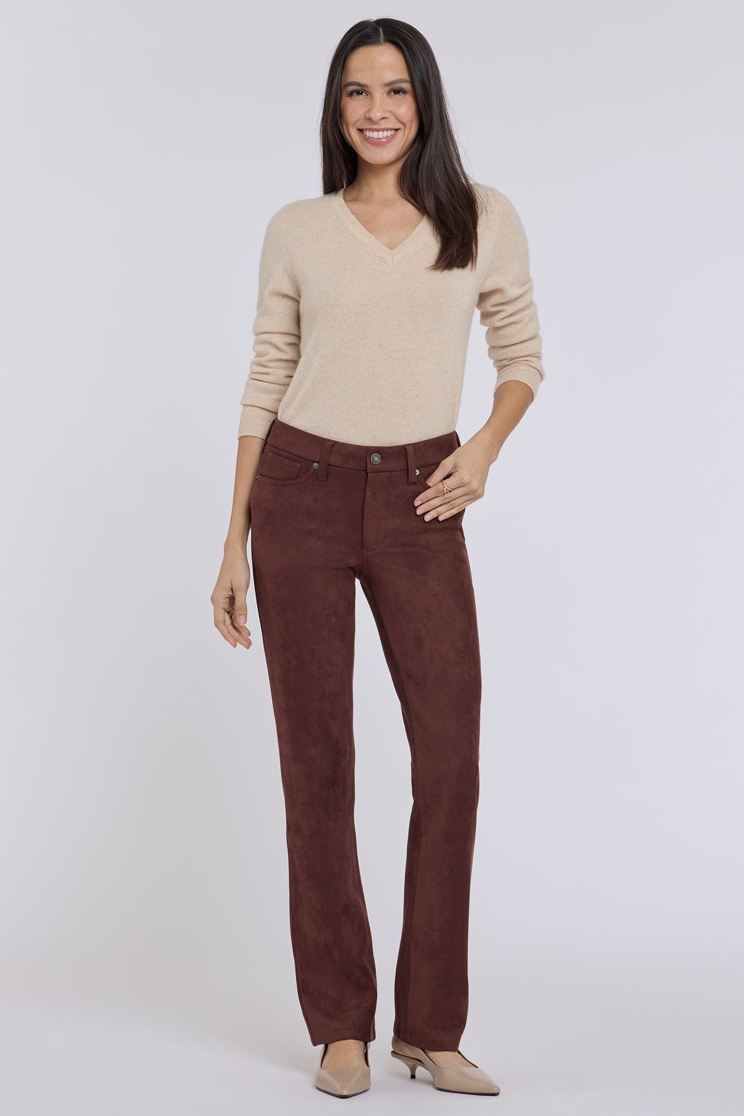 Faux Suede Marilyn Straight Pants in Petite