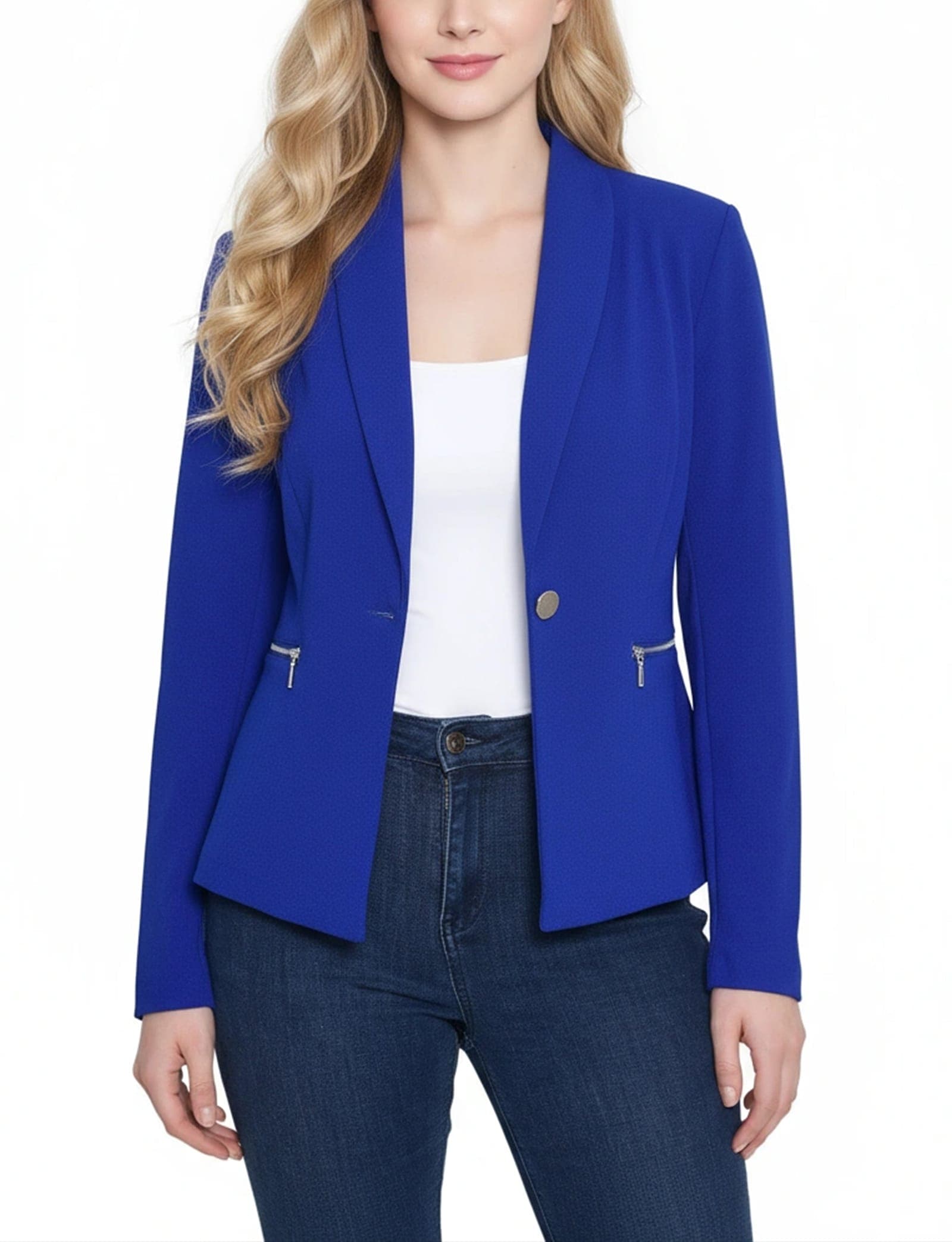 Petite Cropped Long Sleeve Crepe Jacket