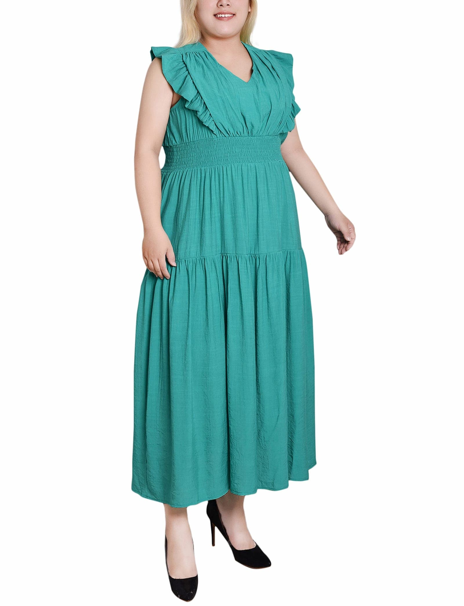 Plus Flutter Sleeve Midi Dress