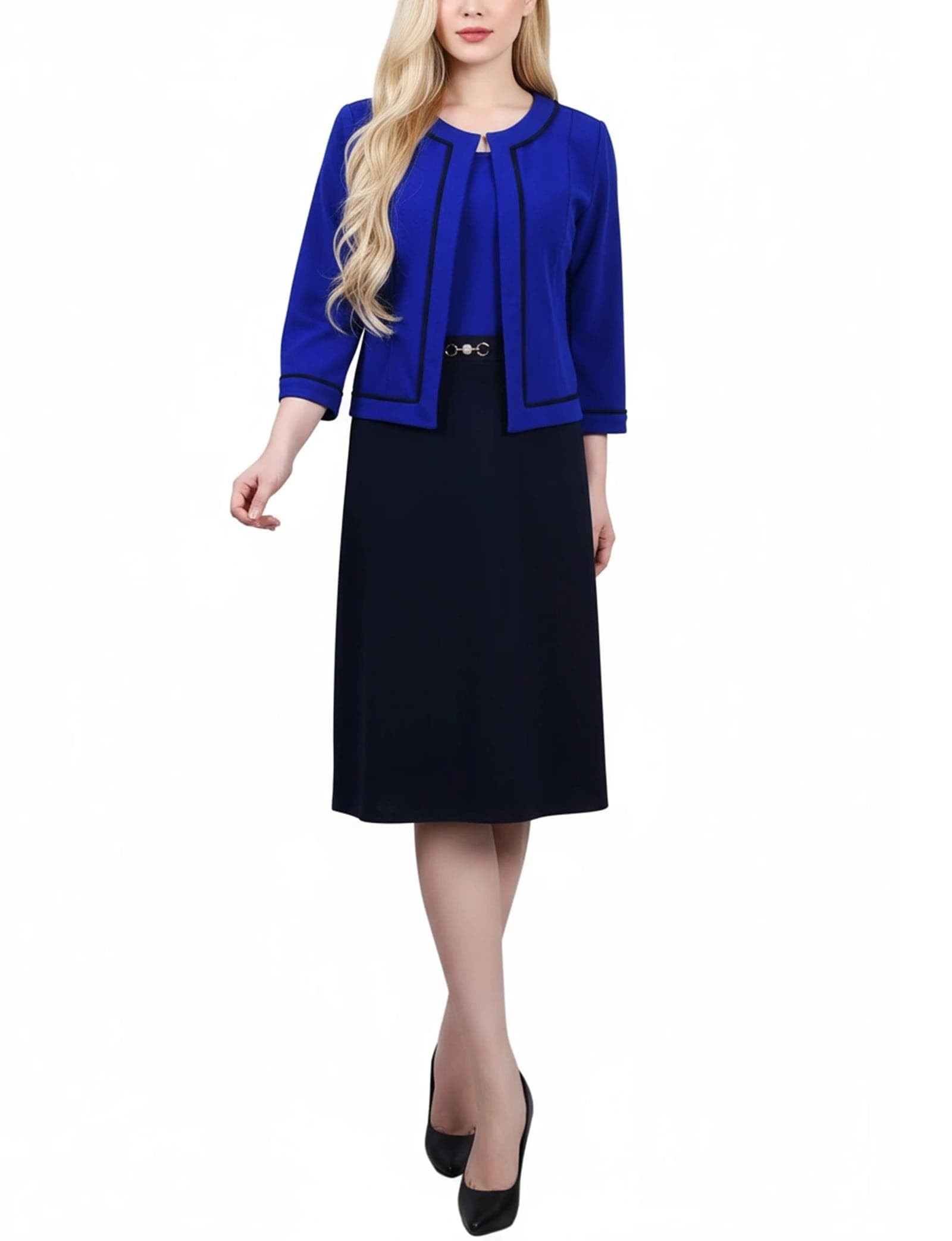 Petite 3/4 Sleeve 2 Piece Dress Set