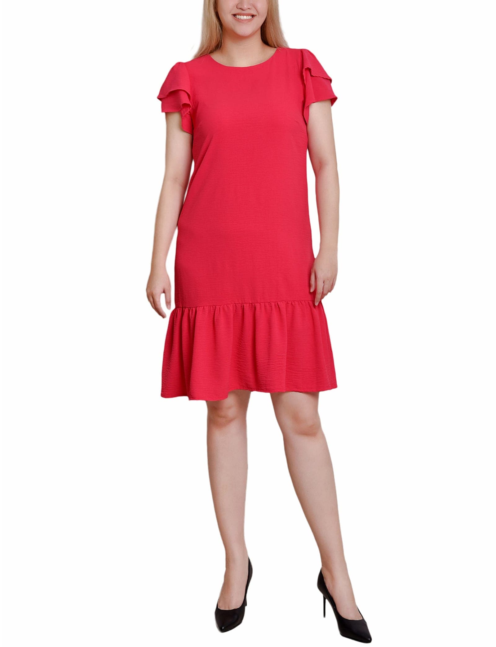 Double Layer Flutter Sleeve Dress