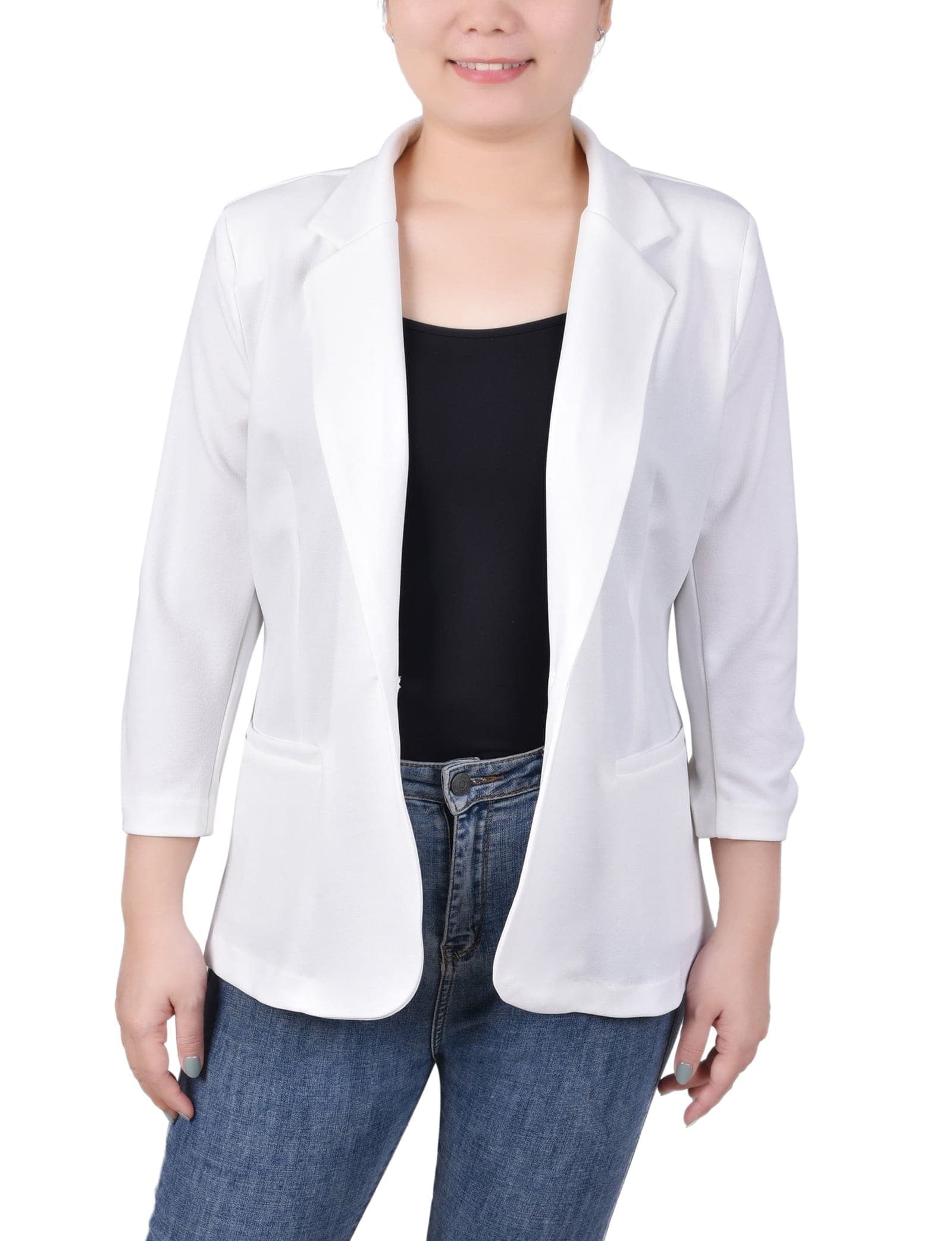 Plus Size Long Sleeve Scuba Crepe Jacket