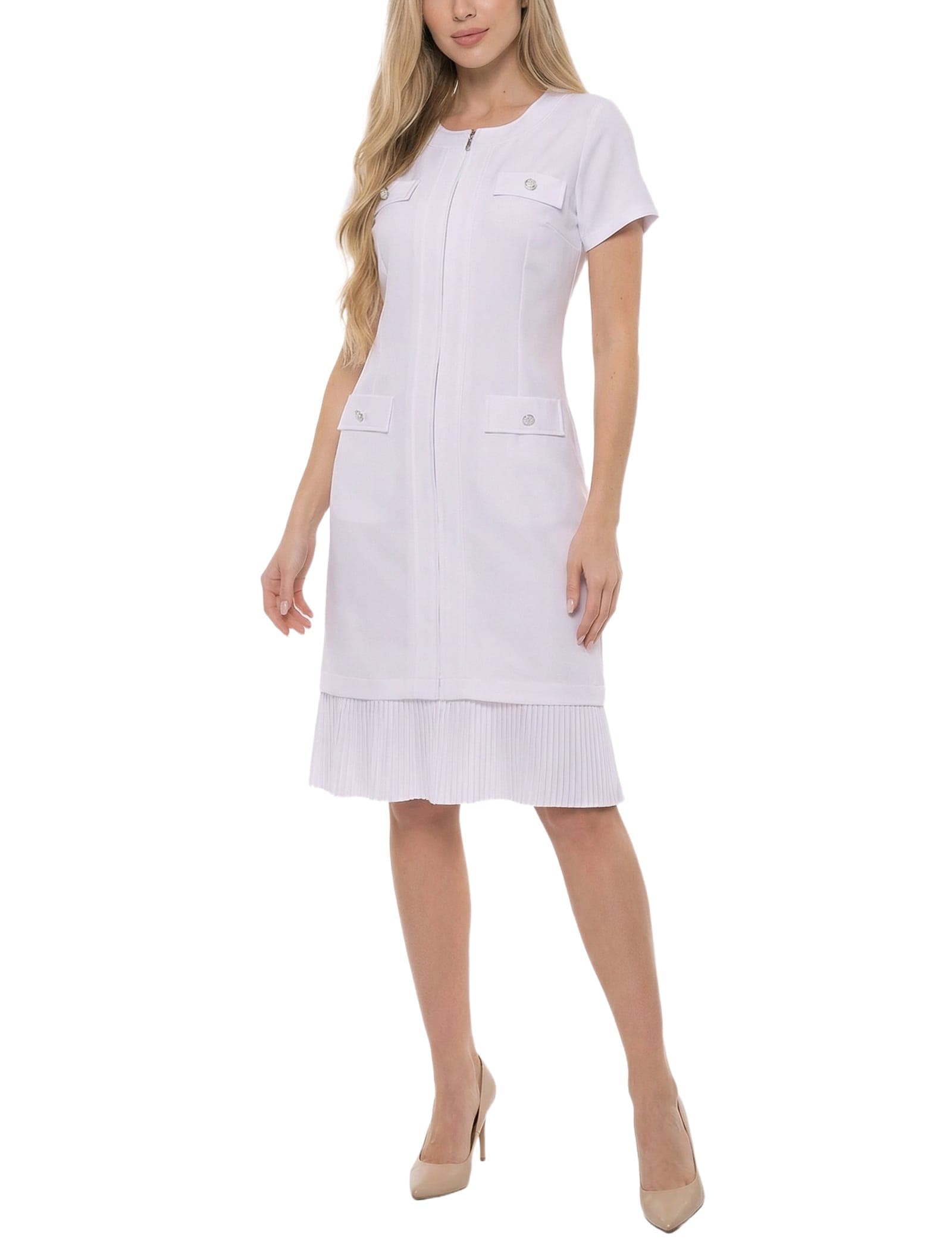 Short Sleeve Pleat Hem Dress
