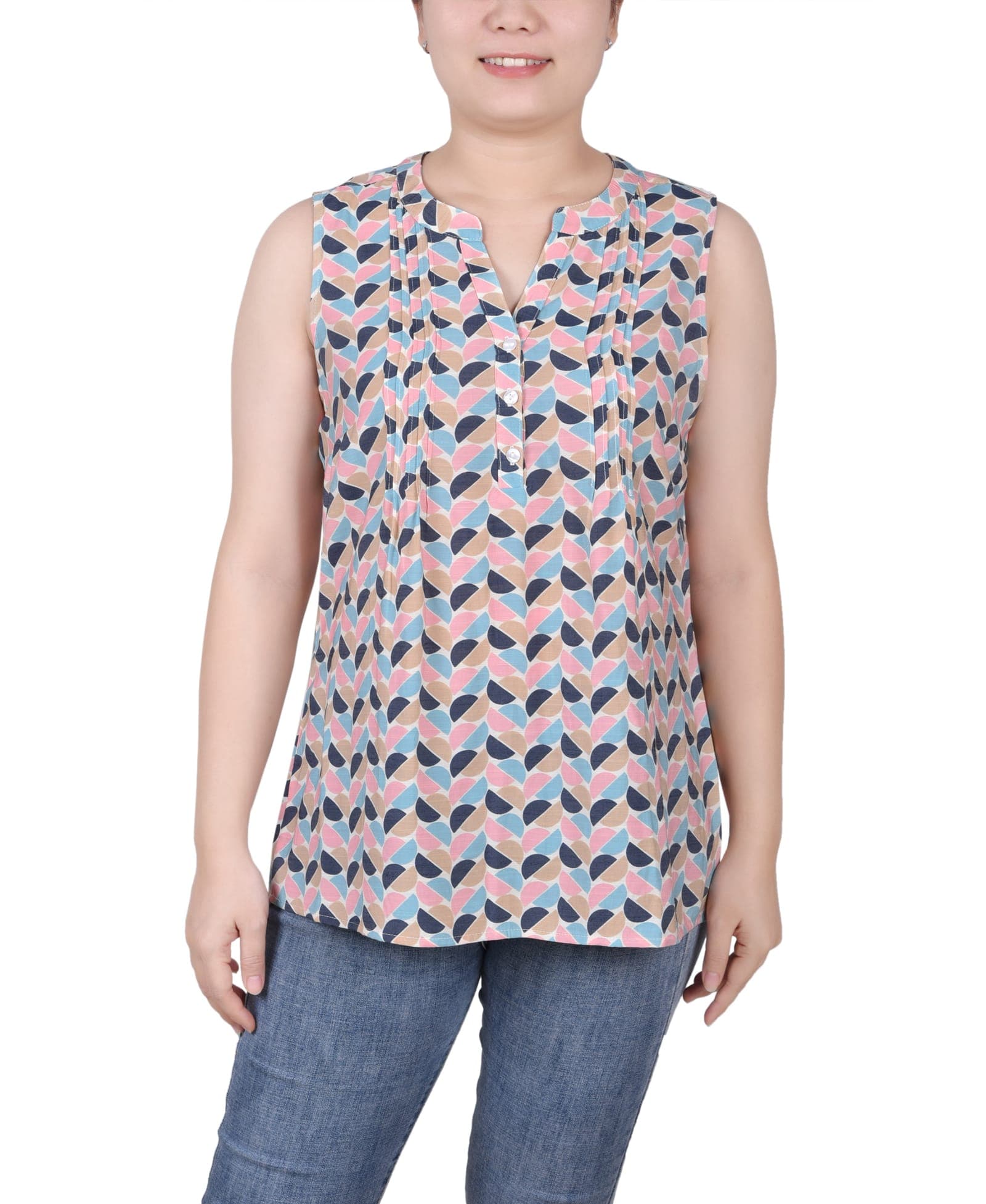Sleeveless Pintucked Blouse