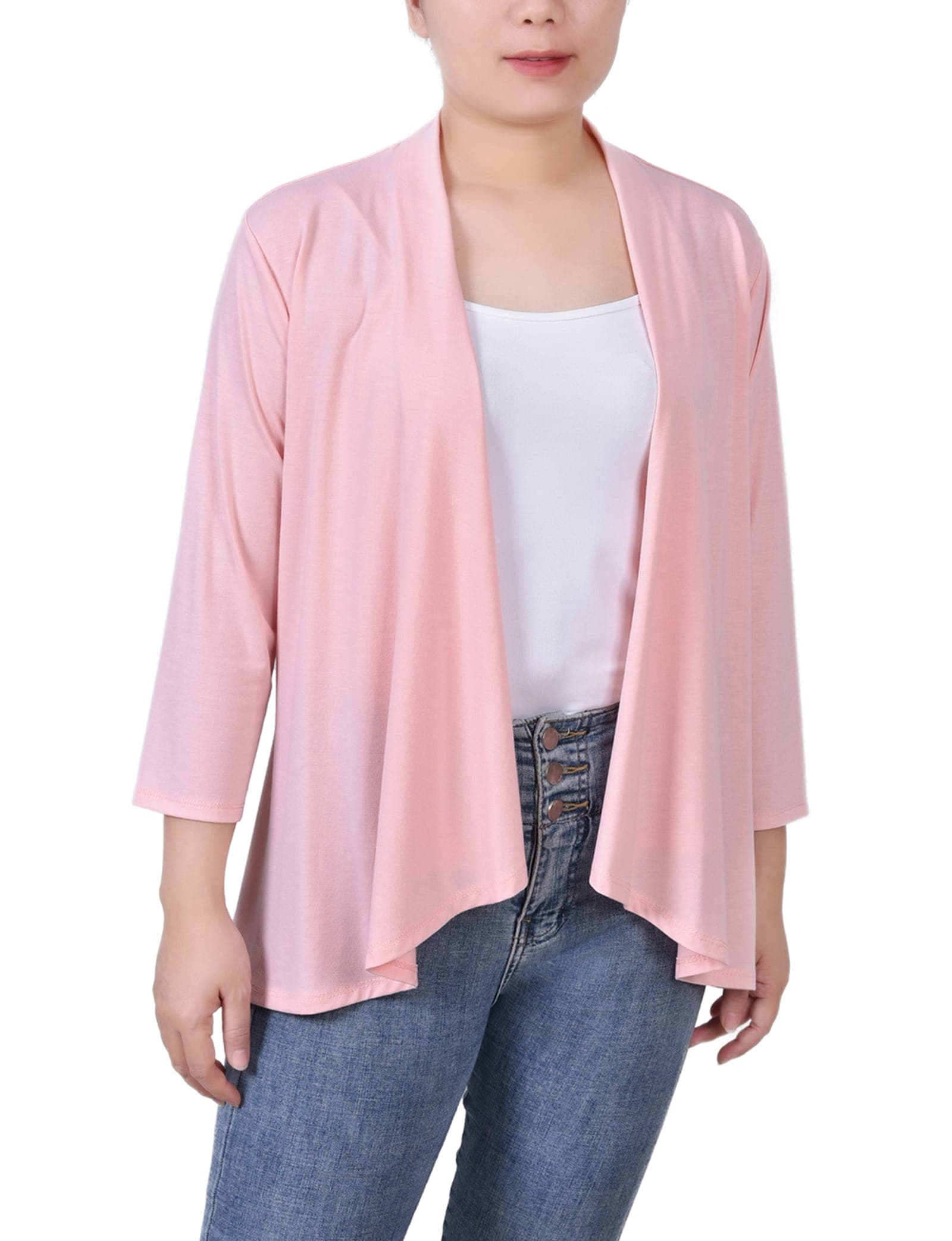 Petite Solid 3/4 Sleeve Cardigan