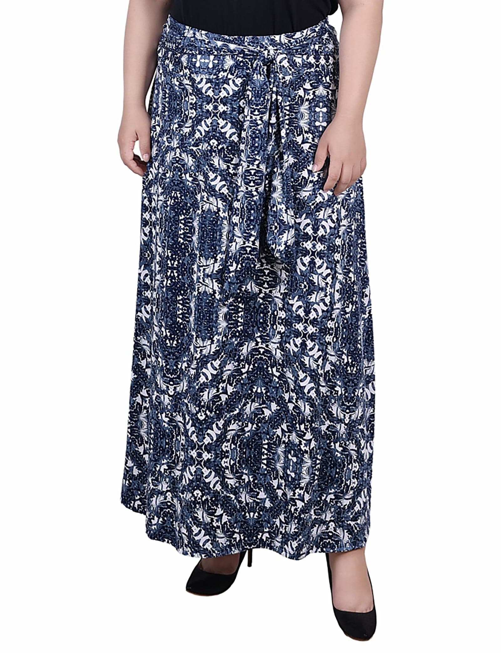 Plus Size Maxi Skirt with Sash Waist Tie