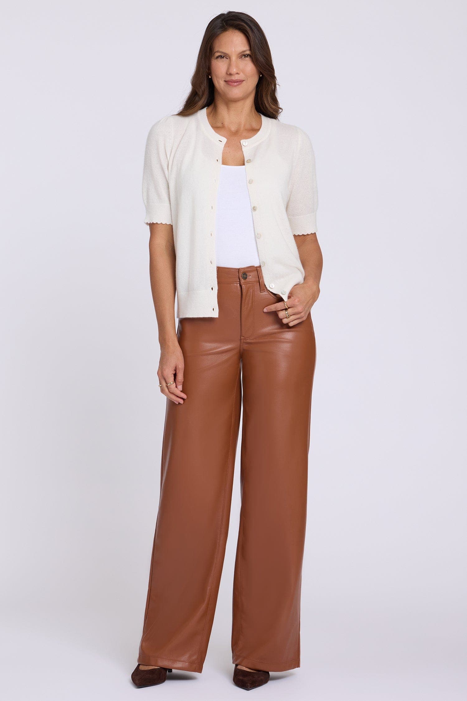 Vegan Stretch Leather Teresa Wide Leg Pants