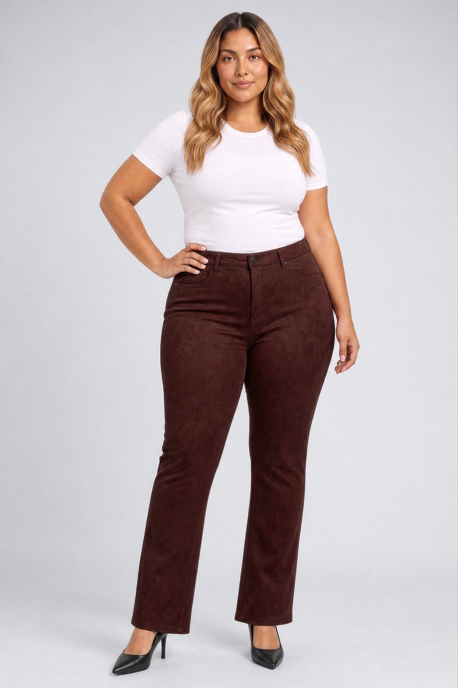 Faux Suede Marilyn Straight Pants in Plus Size