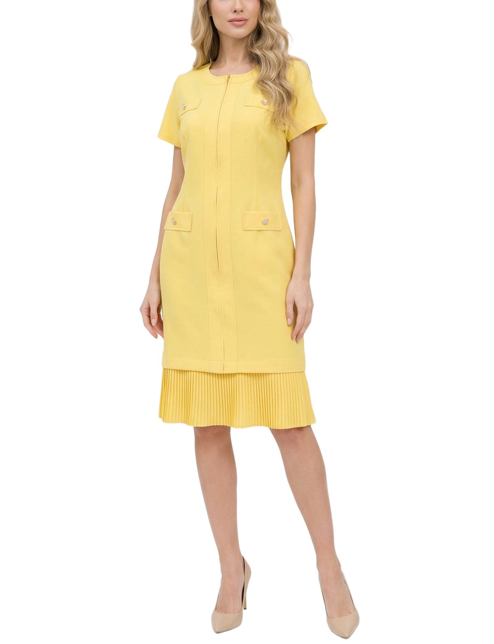 Short Sleeve Pleat Hem Dress