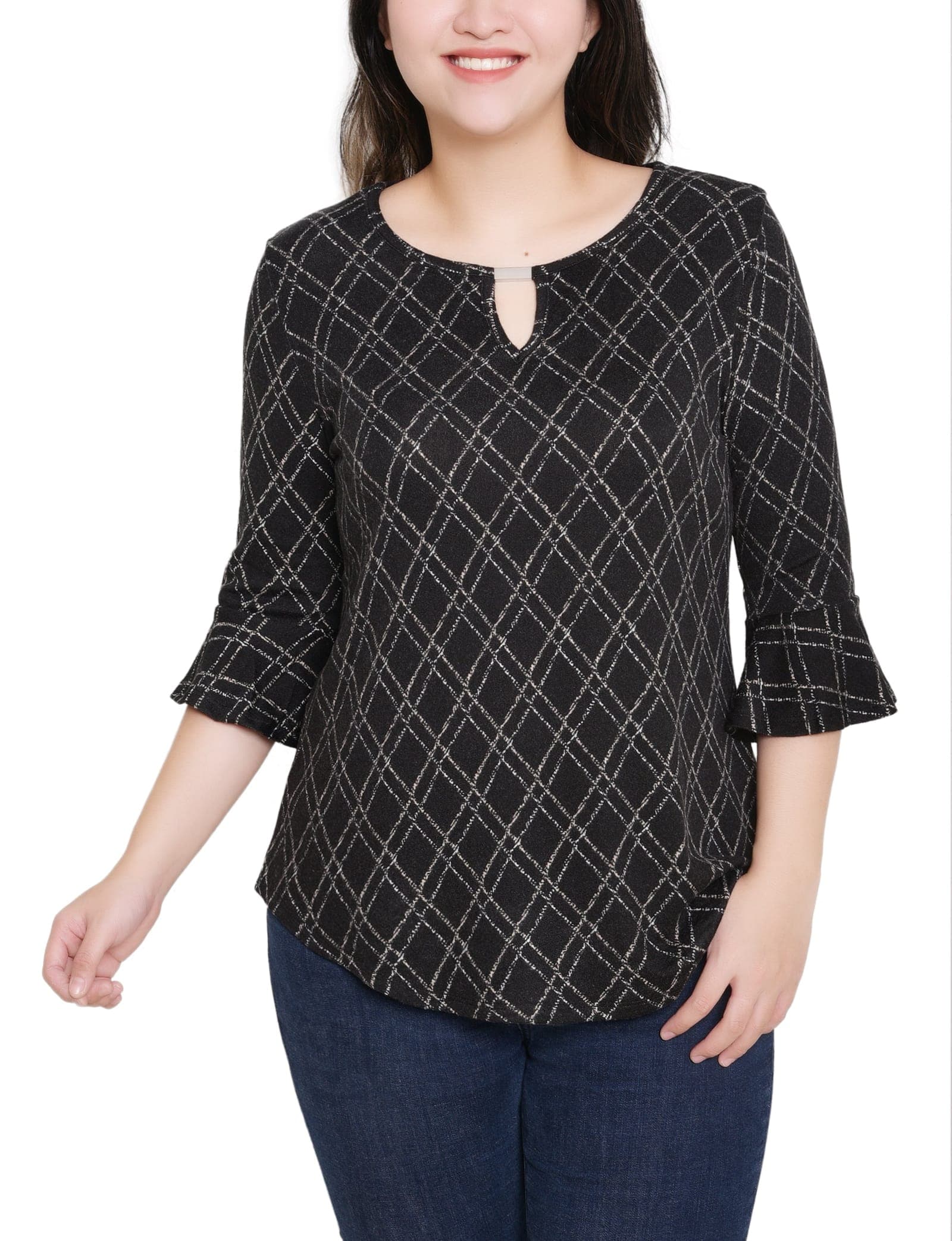 3/4 Bell Sleeve Top with Hardware