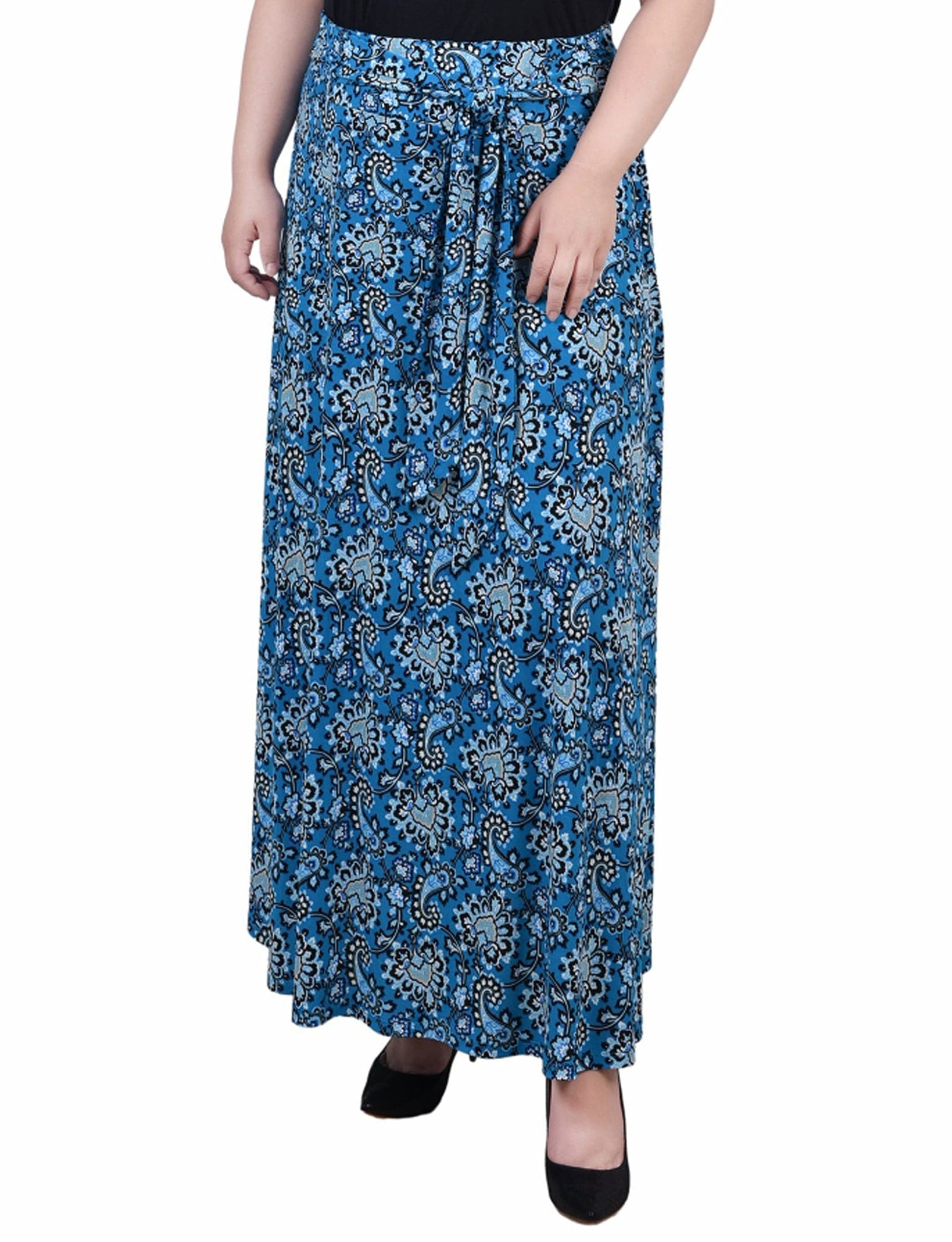 Plus Size Maxi Skirt with Sash Waist Tie