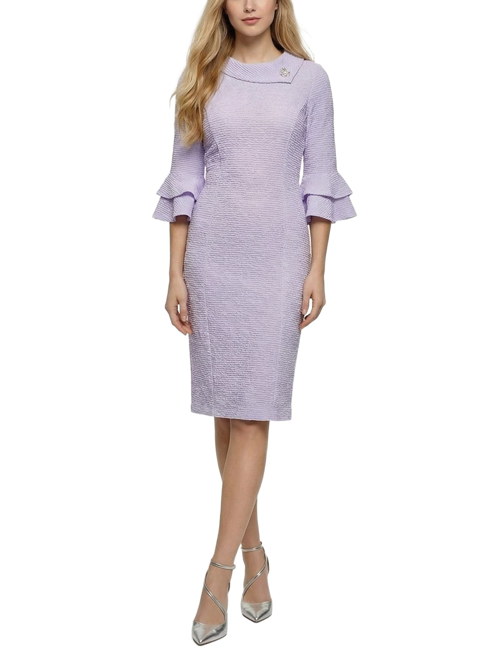 Petite 3/4 Sleeve Shawl Collar Dress