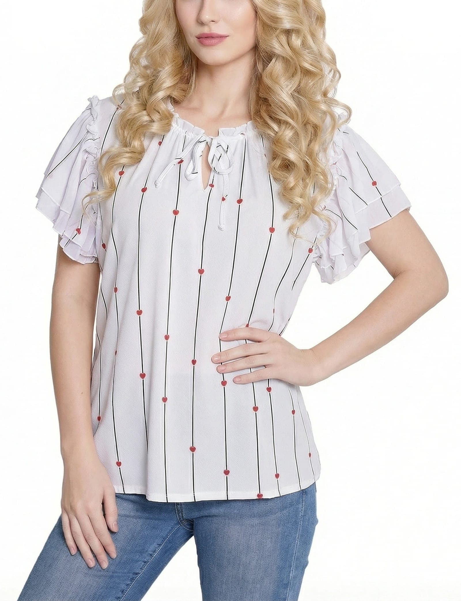 Double Flutter Sleeve Blouse