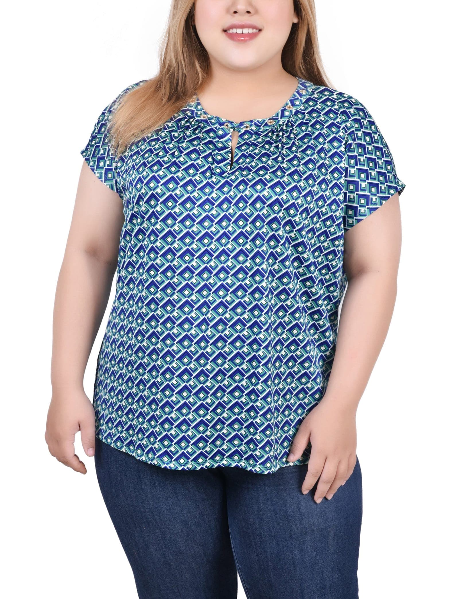 Plus Size Extended Sleeve Top with Grommets