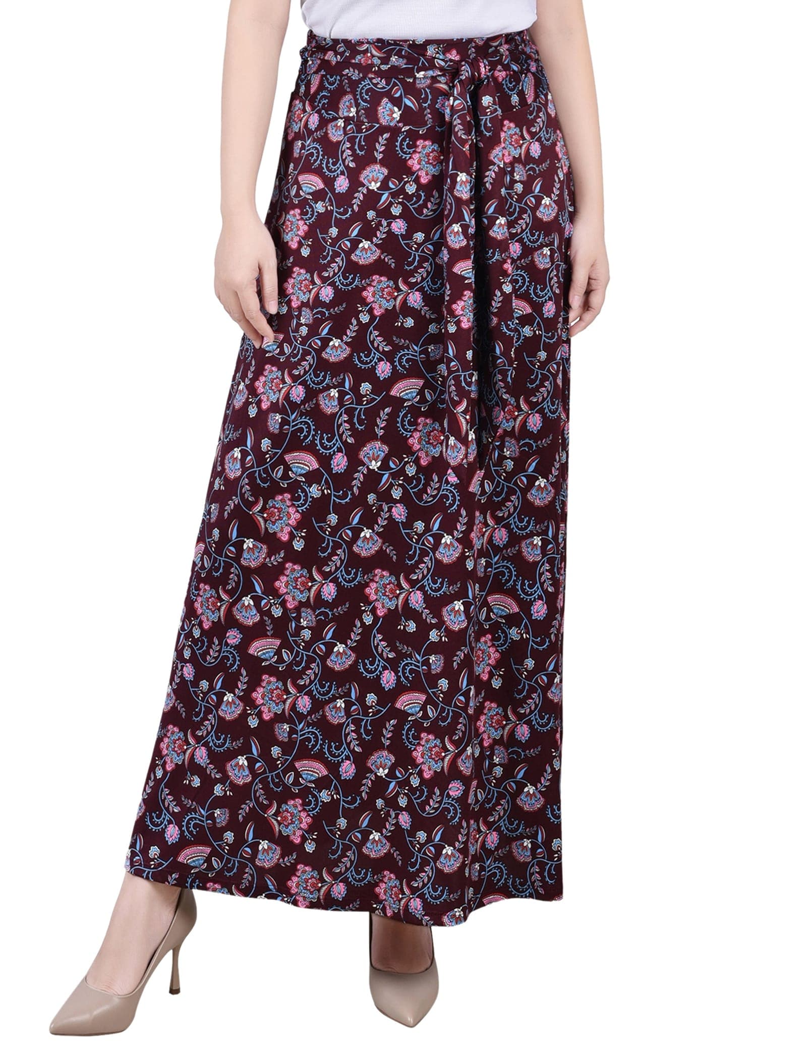 Petite Maxi Skirt with Sash Waist Tie