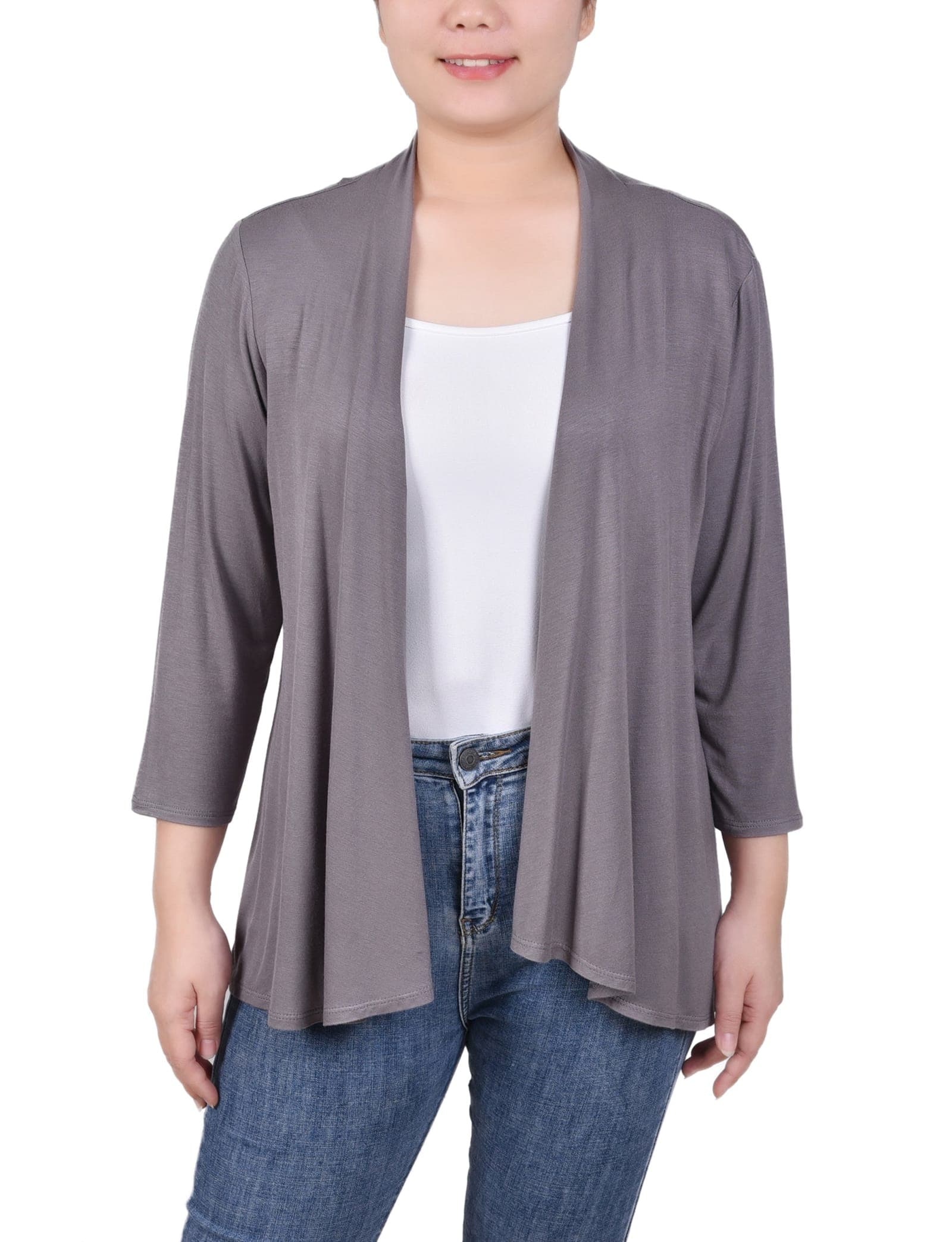Solid 3/4 Sleeve Cardigan
