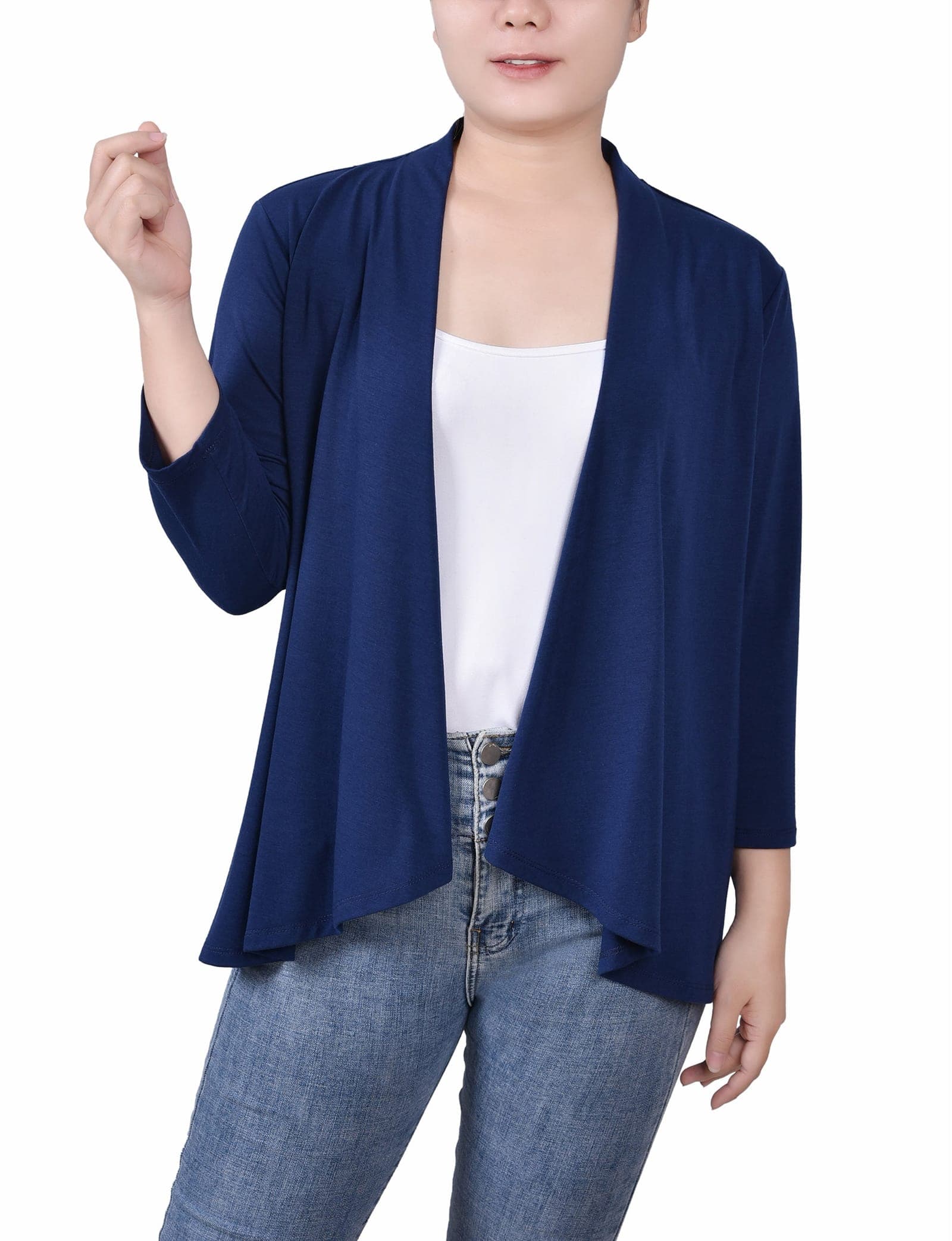 Petite Solid 3/4 Sleeve Cardigan