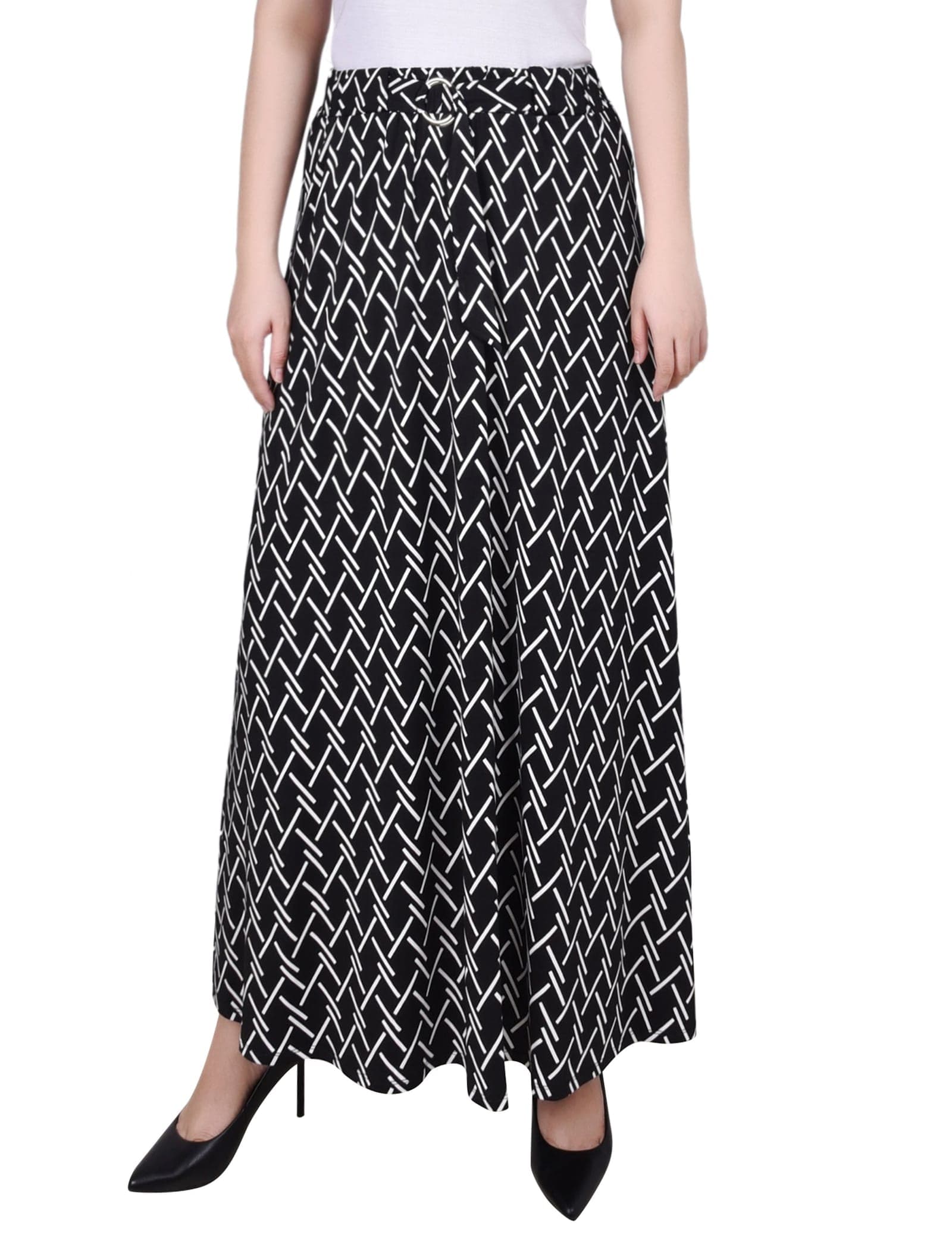 Ring Detail Midi-Length Skirt