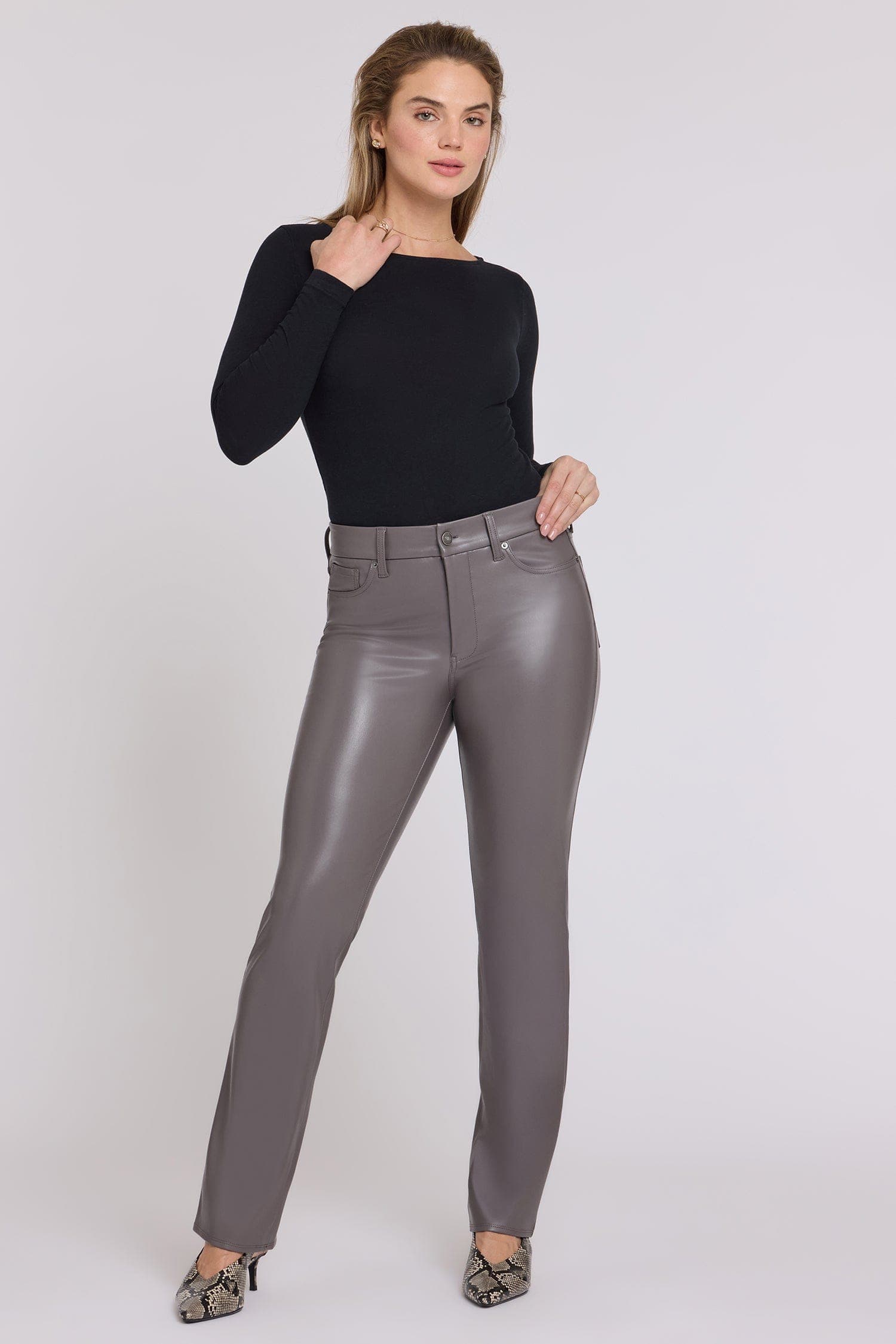 Faux Leather Marilyn Straight Pants in Petite