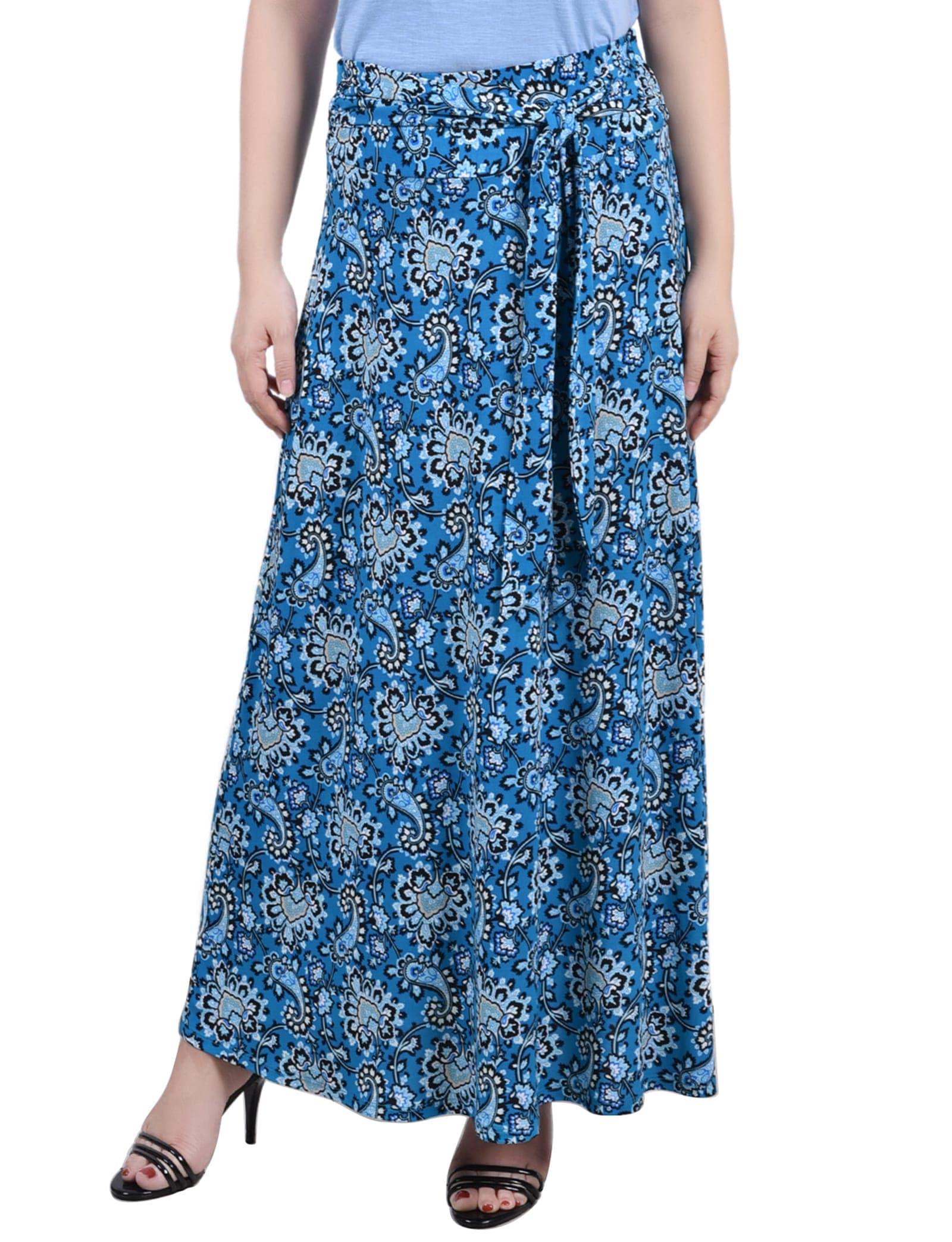 Petite Maxi Skirt with Sash Waist Tie