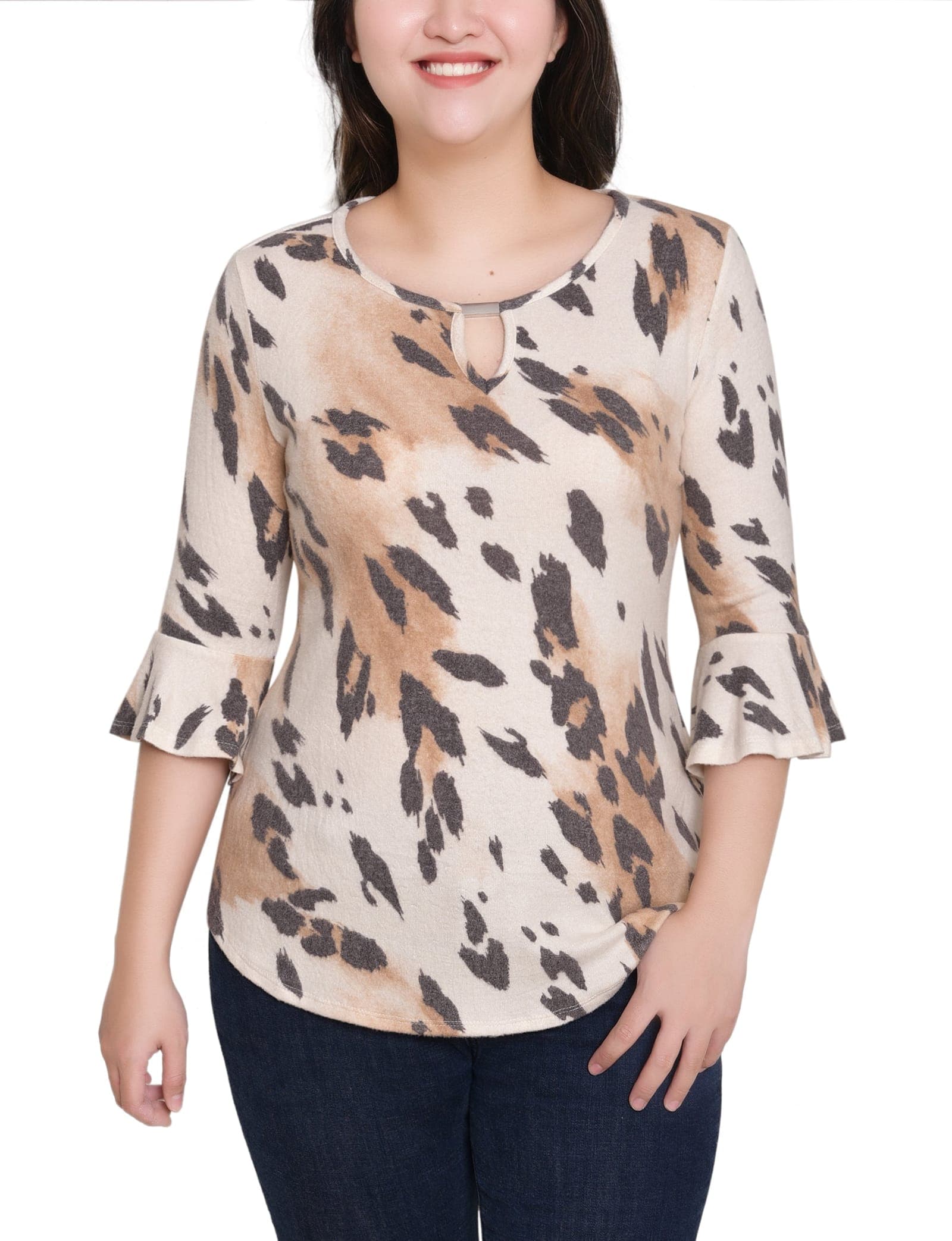3/4 Bell Sleeve Top with Hardware