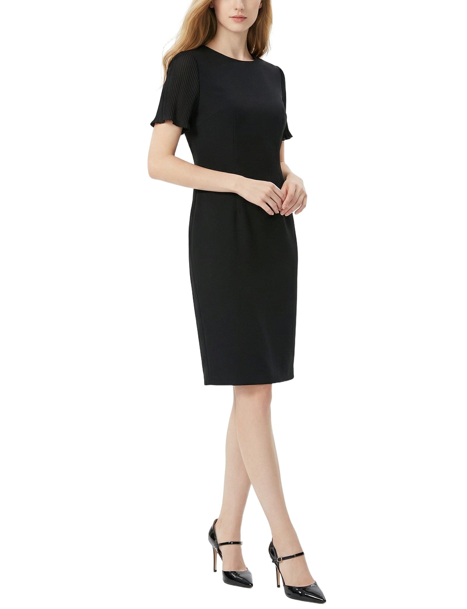 Plissé Pleated Short Sleeve Dress