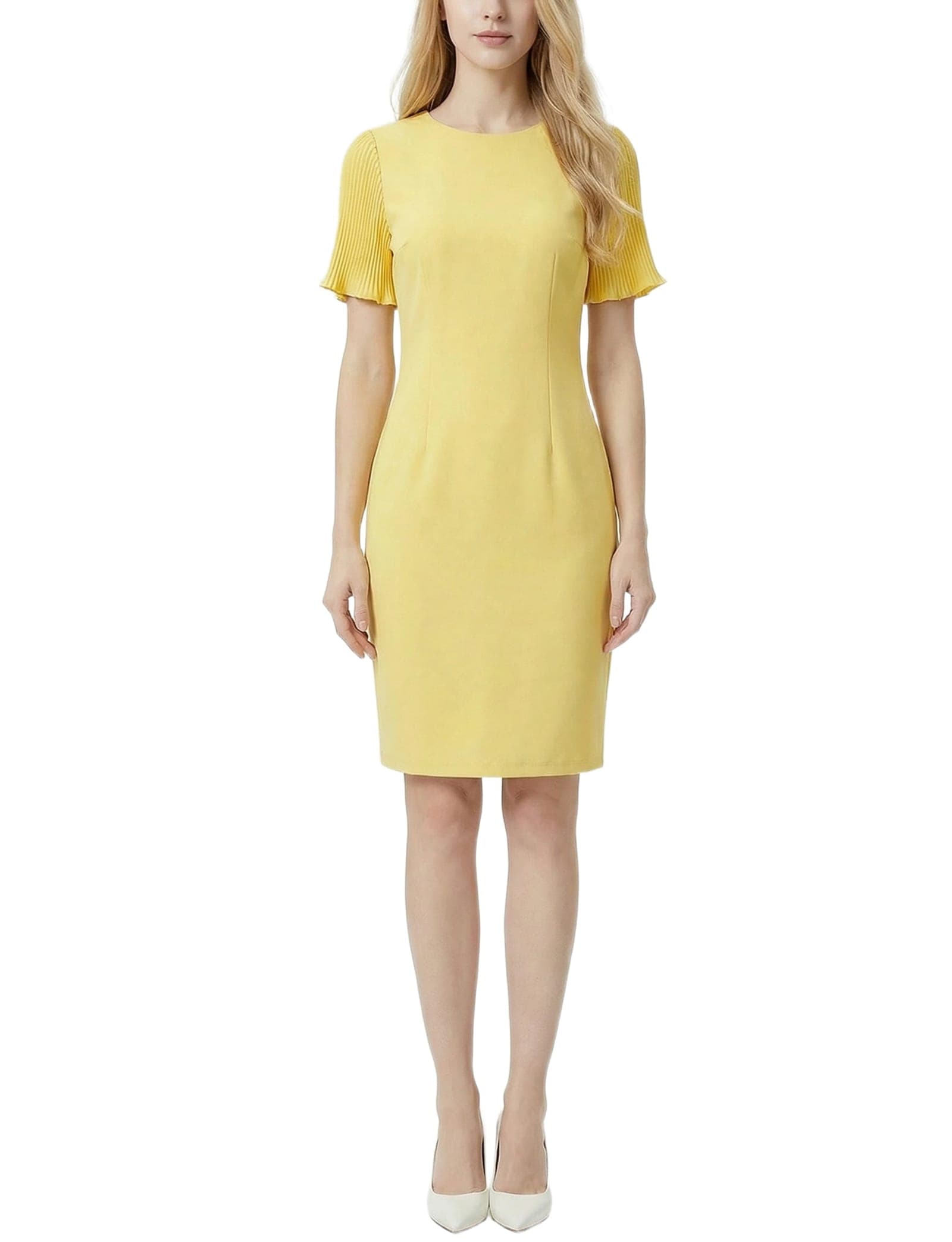 Plissé Pleated Short Sleeve Dress